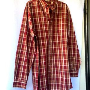 Field and Stream Mens Plaid Shirt LT Tall burgundy tan checkered striped
